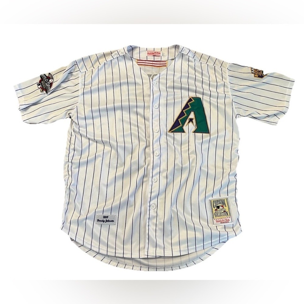 Vintage Mitchell Ness Randy Johnson Jersey‎ Diamondbacks World Series Ivory 2001